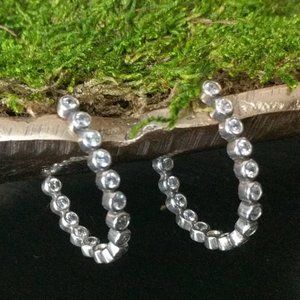 STERLING SILVER Cubic Zirconia Semi Hoop Earrings